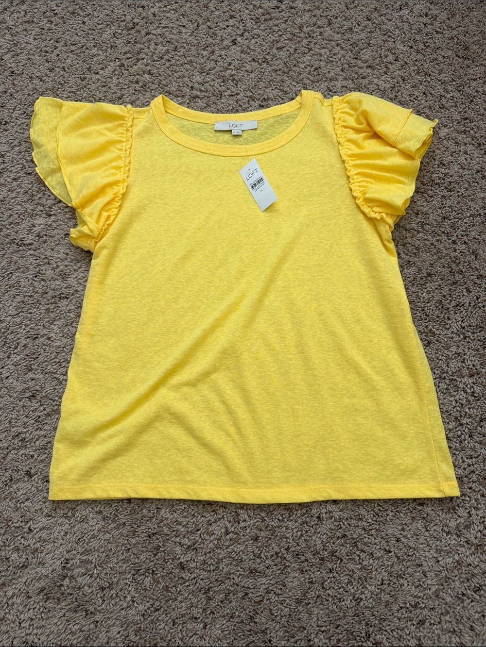 LOFT Bright Yellow Flutter Sleeve Short-Sleeve Tee